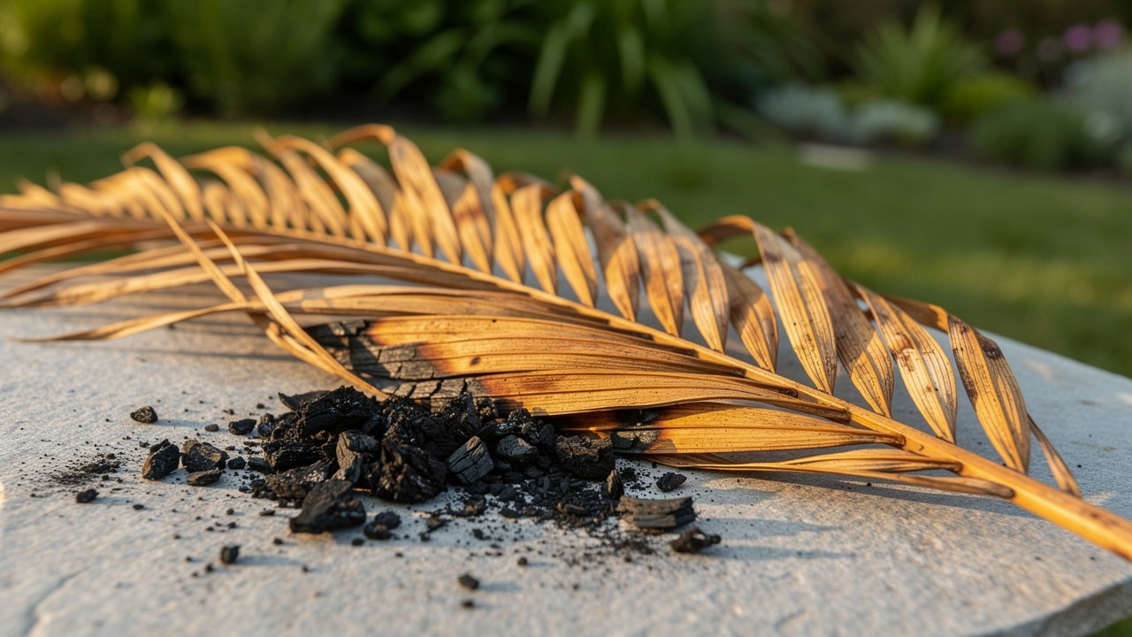 Palm branches being transformed into ashes for Ash Wednesday