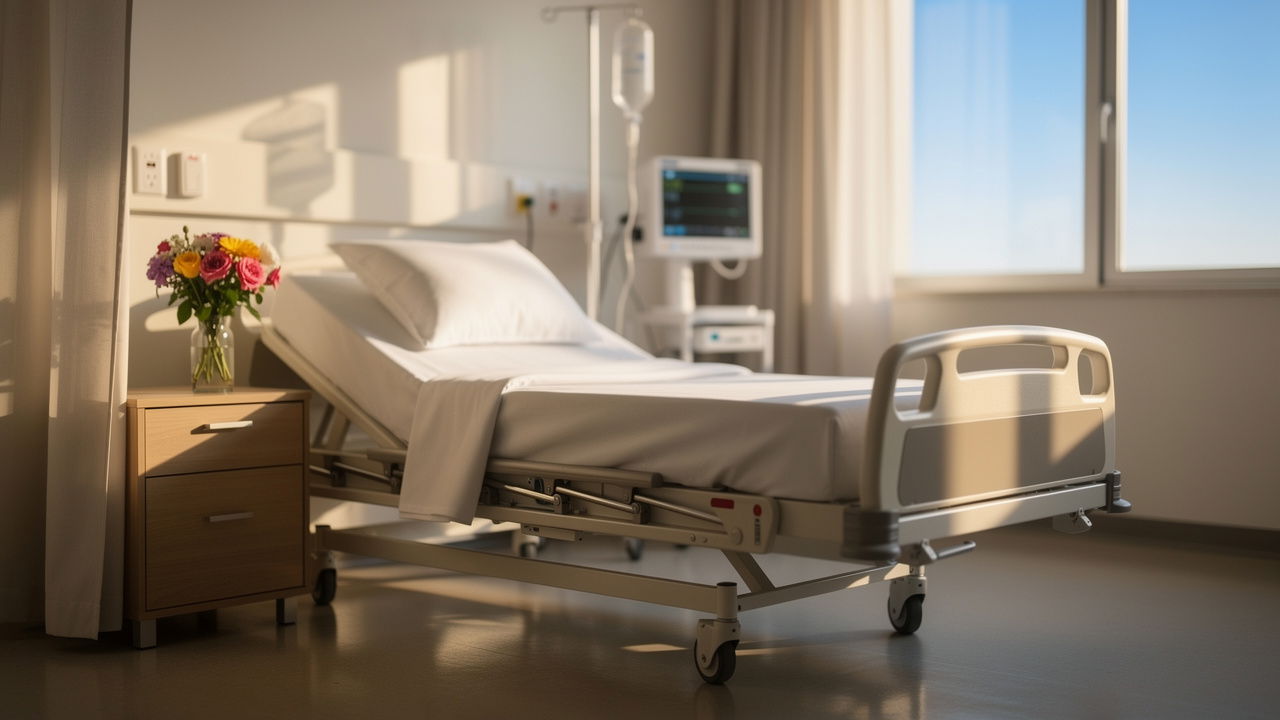 Tranquil hospital recovery room filled with hope