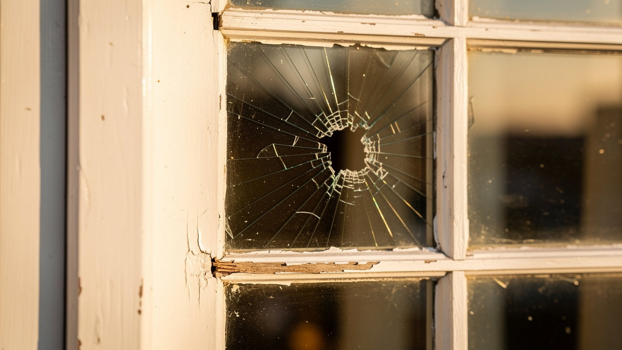 Broken window illustrating guilt versus consequence concept