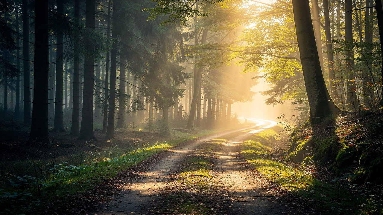 Fork in forest path symbolizing moral choices