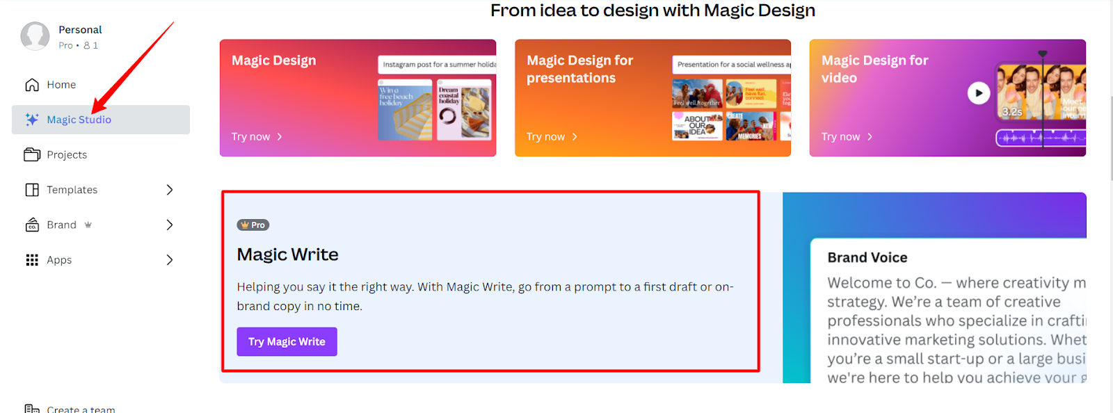 Canva AI Magic Write