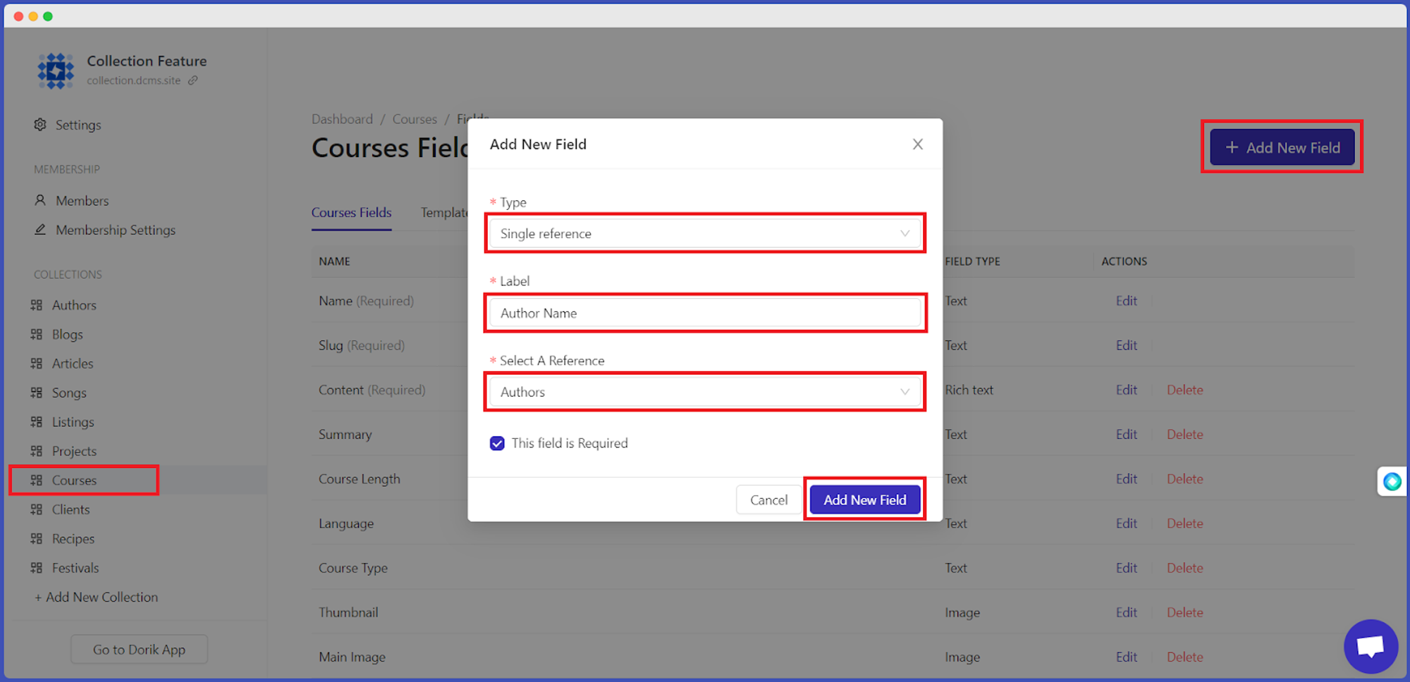 Adding Single Reference Field