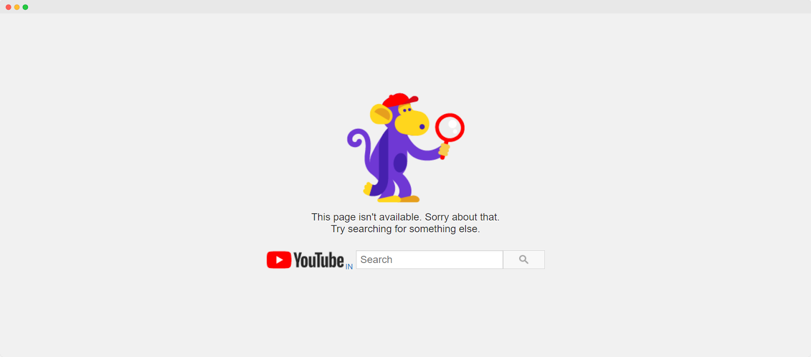 YouTube 404 page