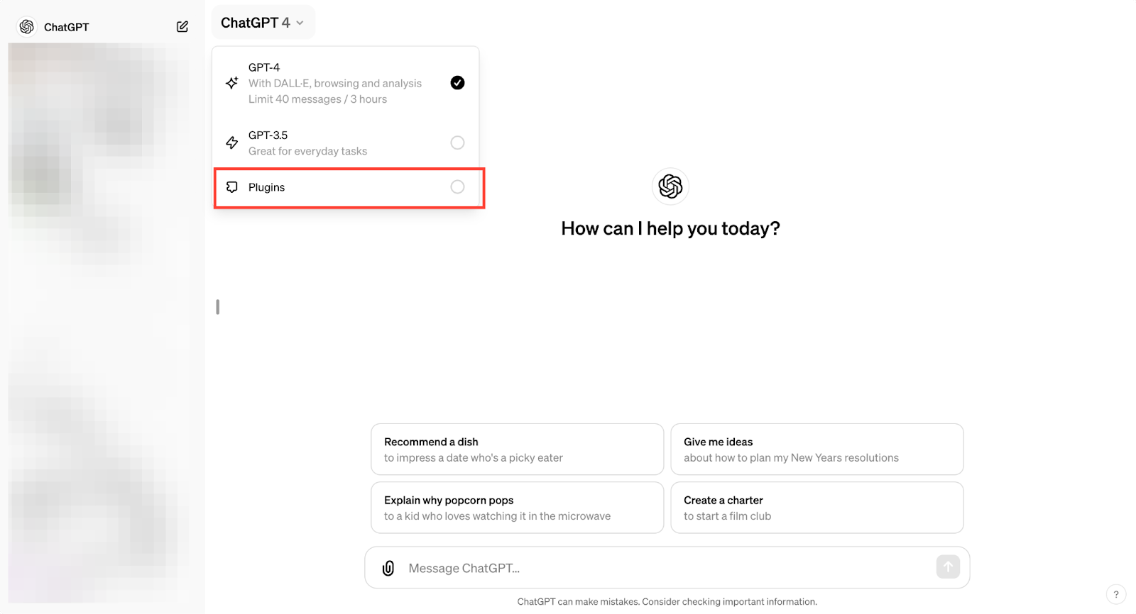 selecting a plugin in chatgpt