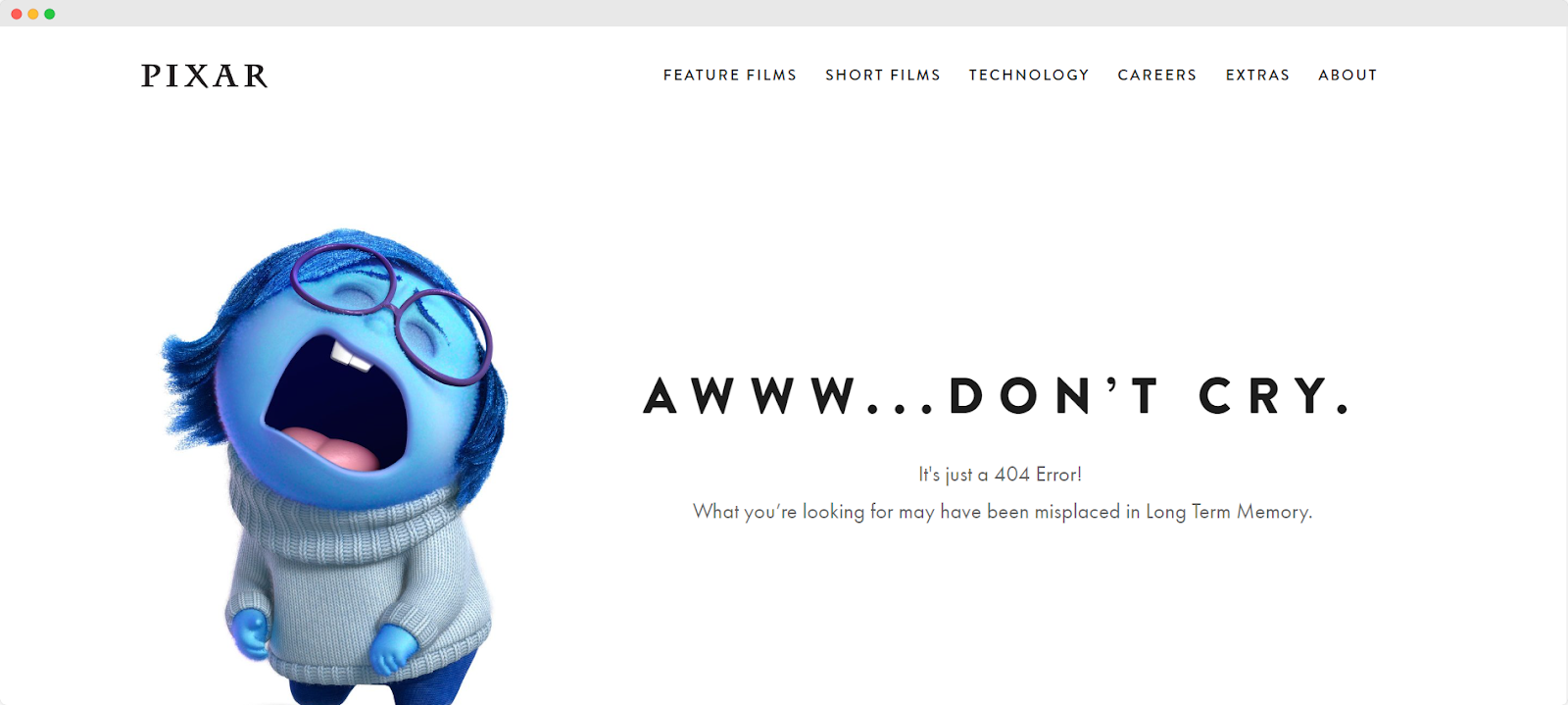 Pixar 404 page