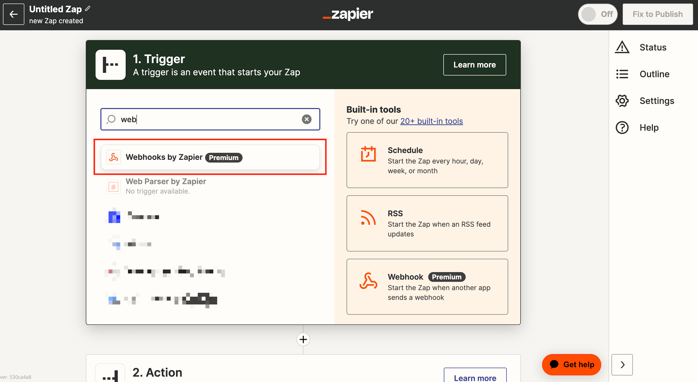 select Webhooks by Zapier