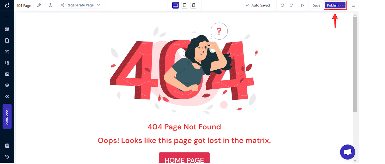 Publishing the 404 page