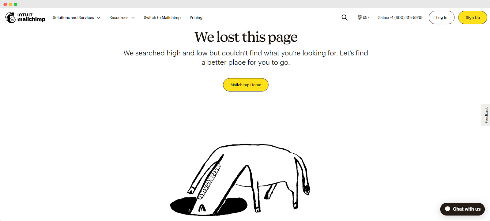 Mailchimp 404 page