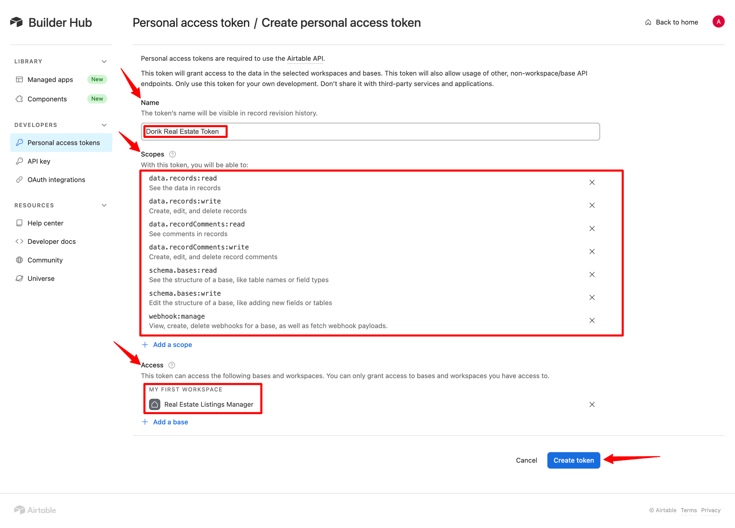 create a token