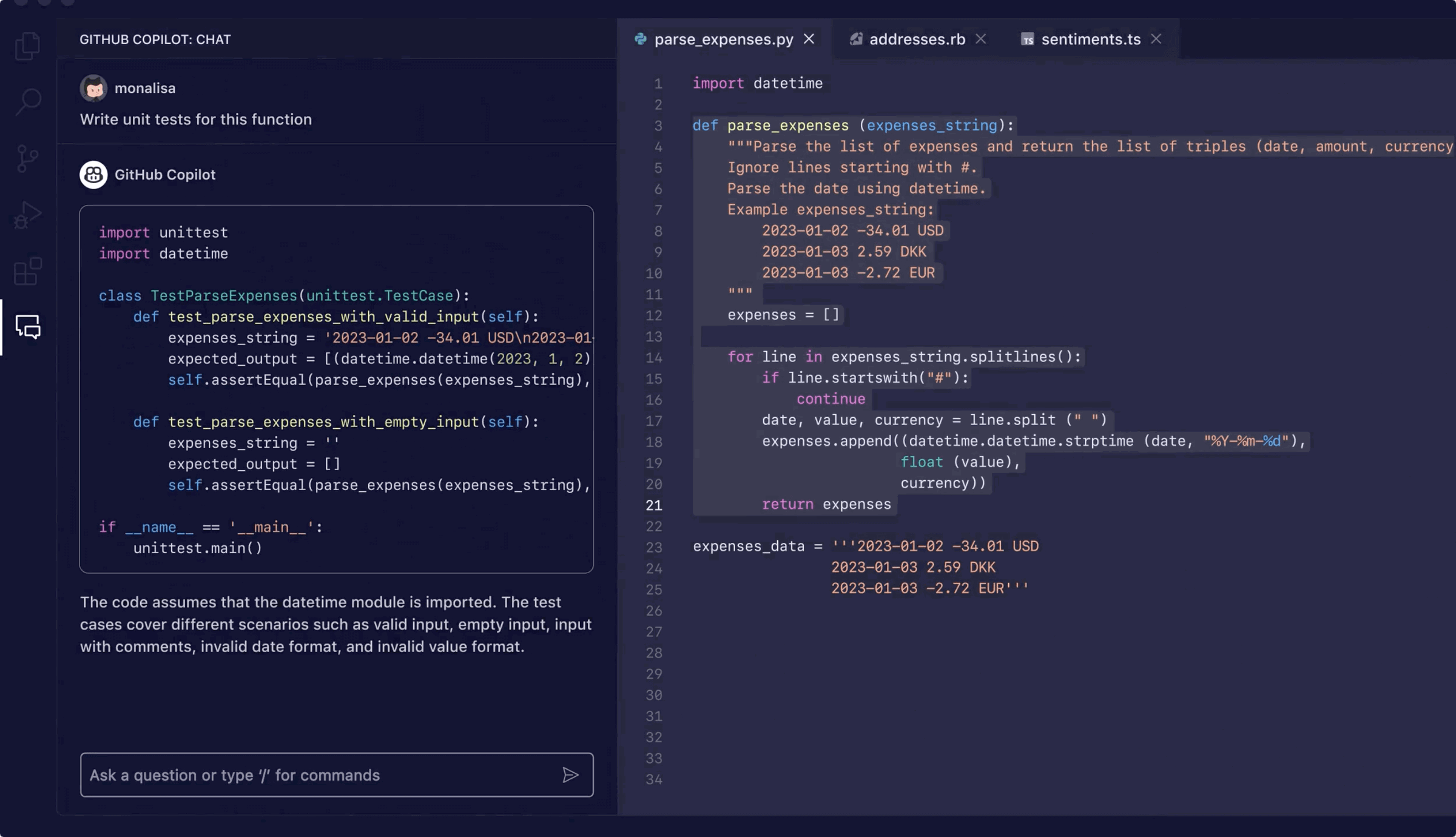 github copilot in vs code editor