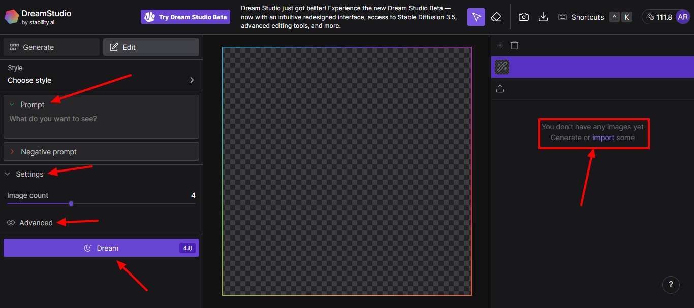 Edit AI Images in DreamStudio