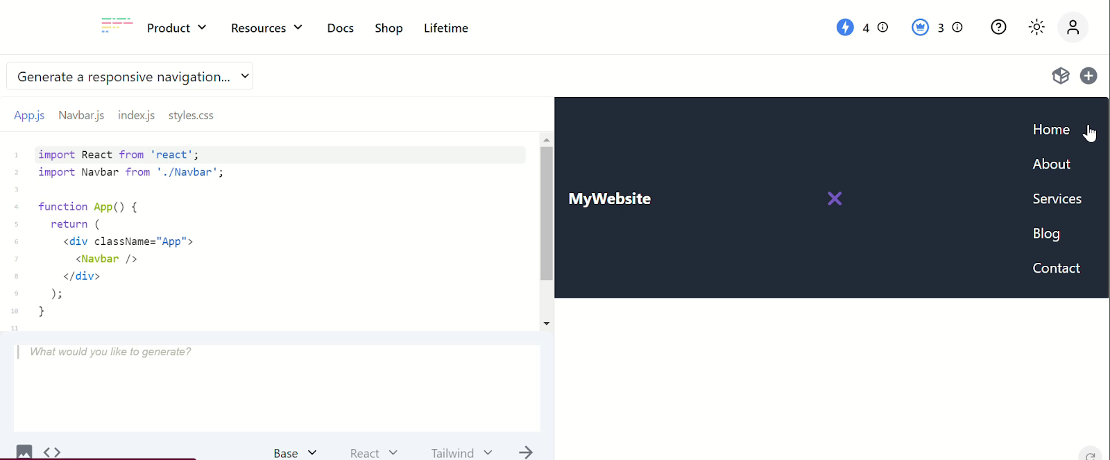 Askcodi Codi generated navigation
