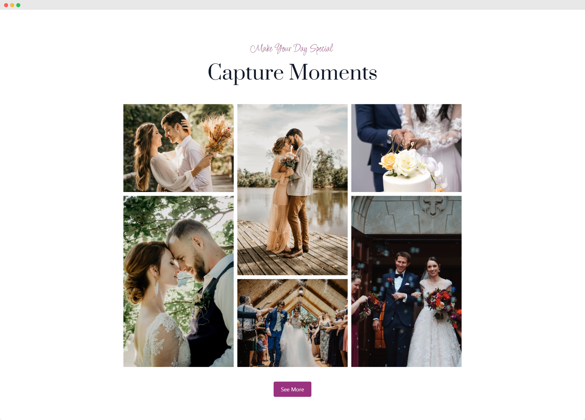 Photo Gallery of a wedding website