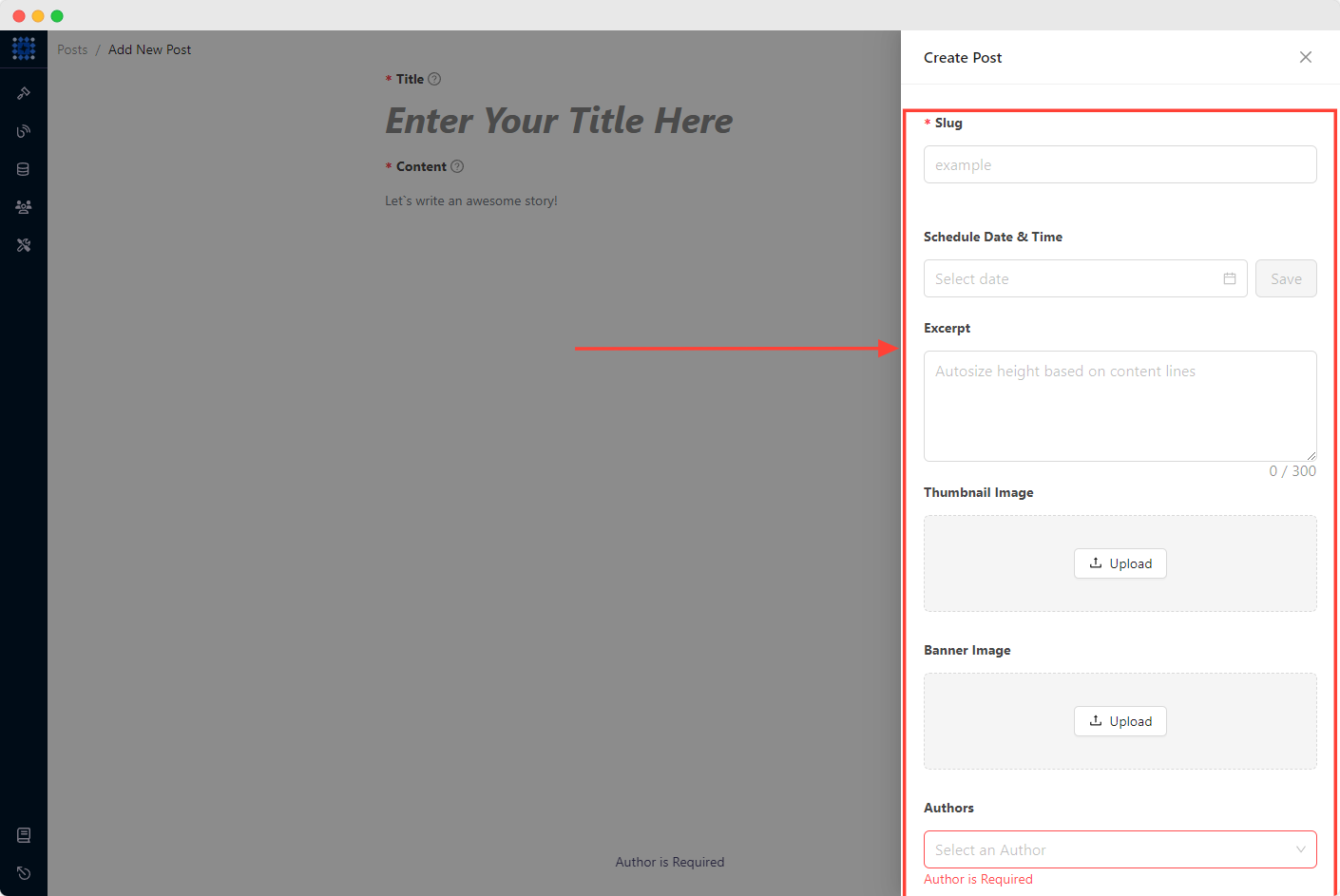 Fill out the essential blog fields