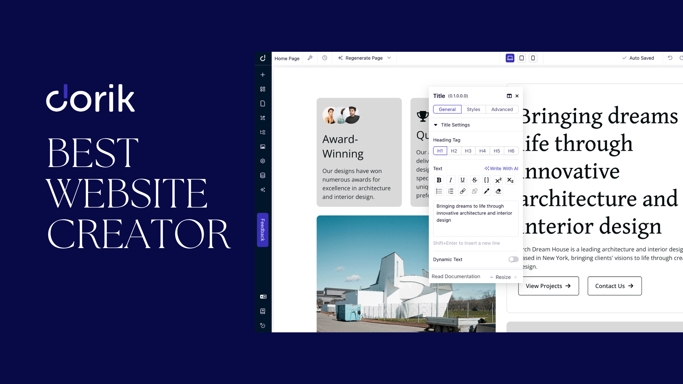 Dorik Best Free Website Maker