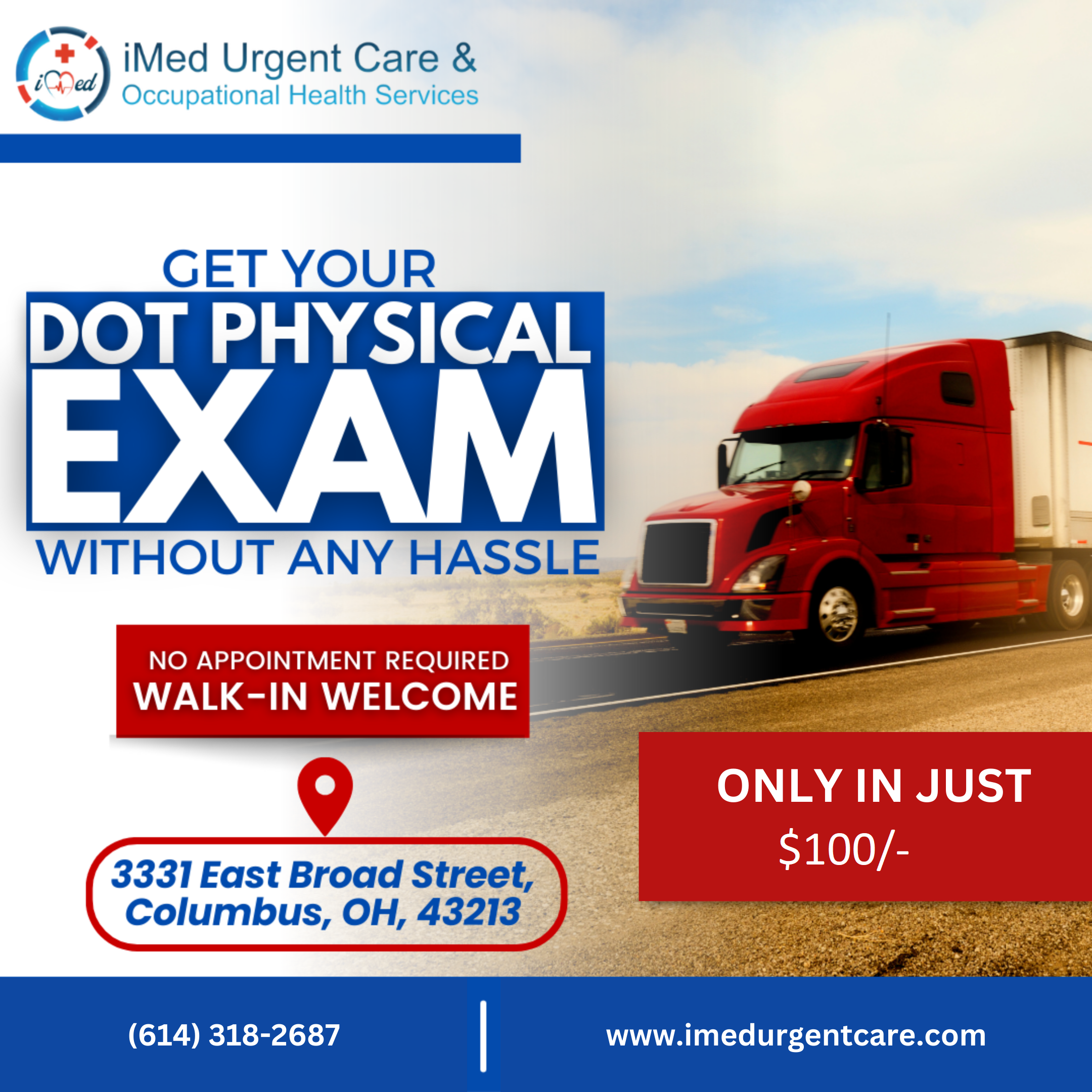 Get you dot physical exam without any hassle with no appointment required