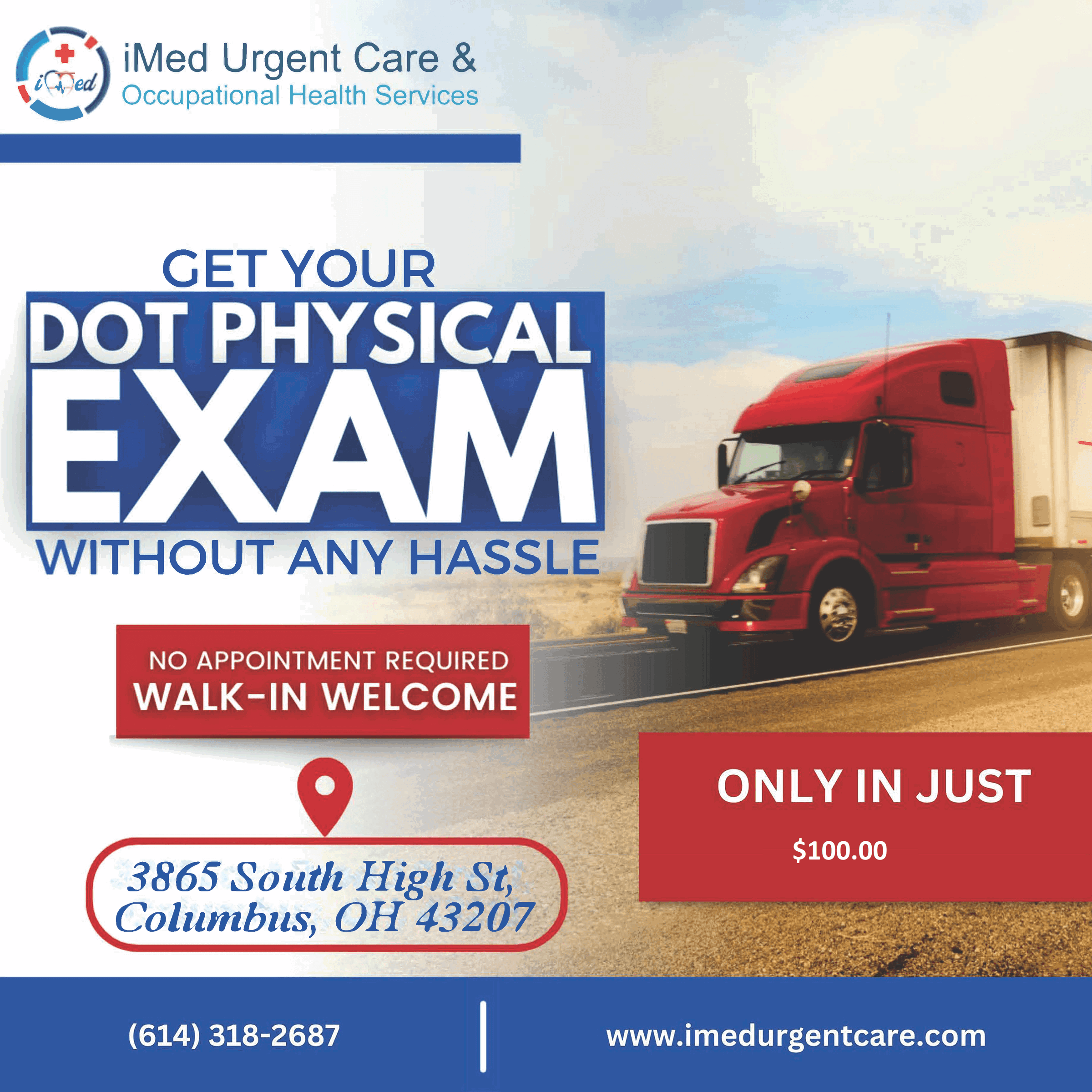 Get you dot physical exam without any hassle with no appointment required