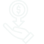 icon of a hand with a price sign above it