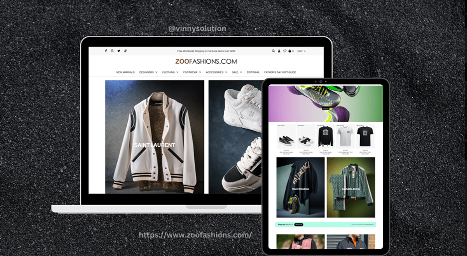 Shopify website