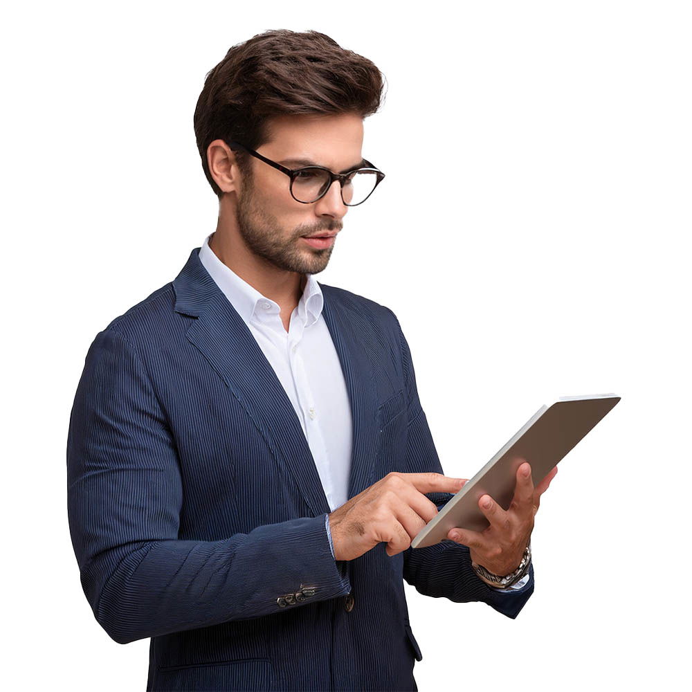 Man comparing loan rates
