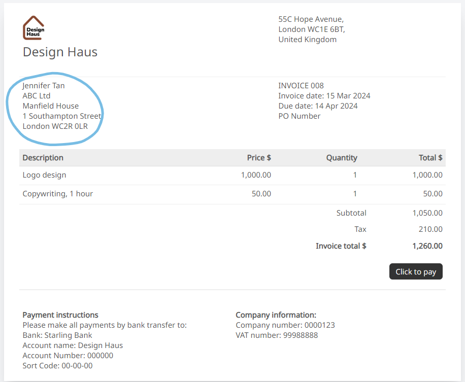 Shown together on the PDF invoice.
