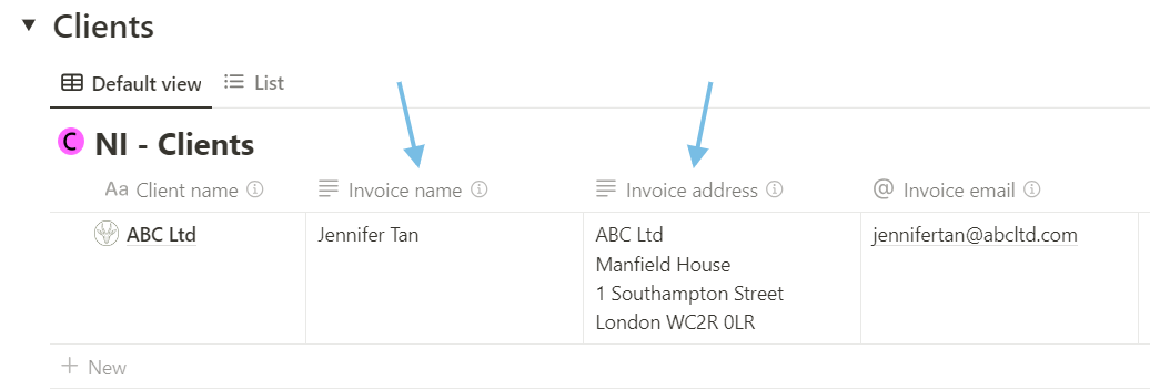 Separate name and address properties