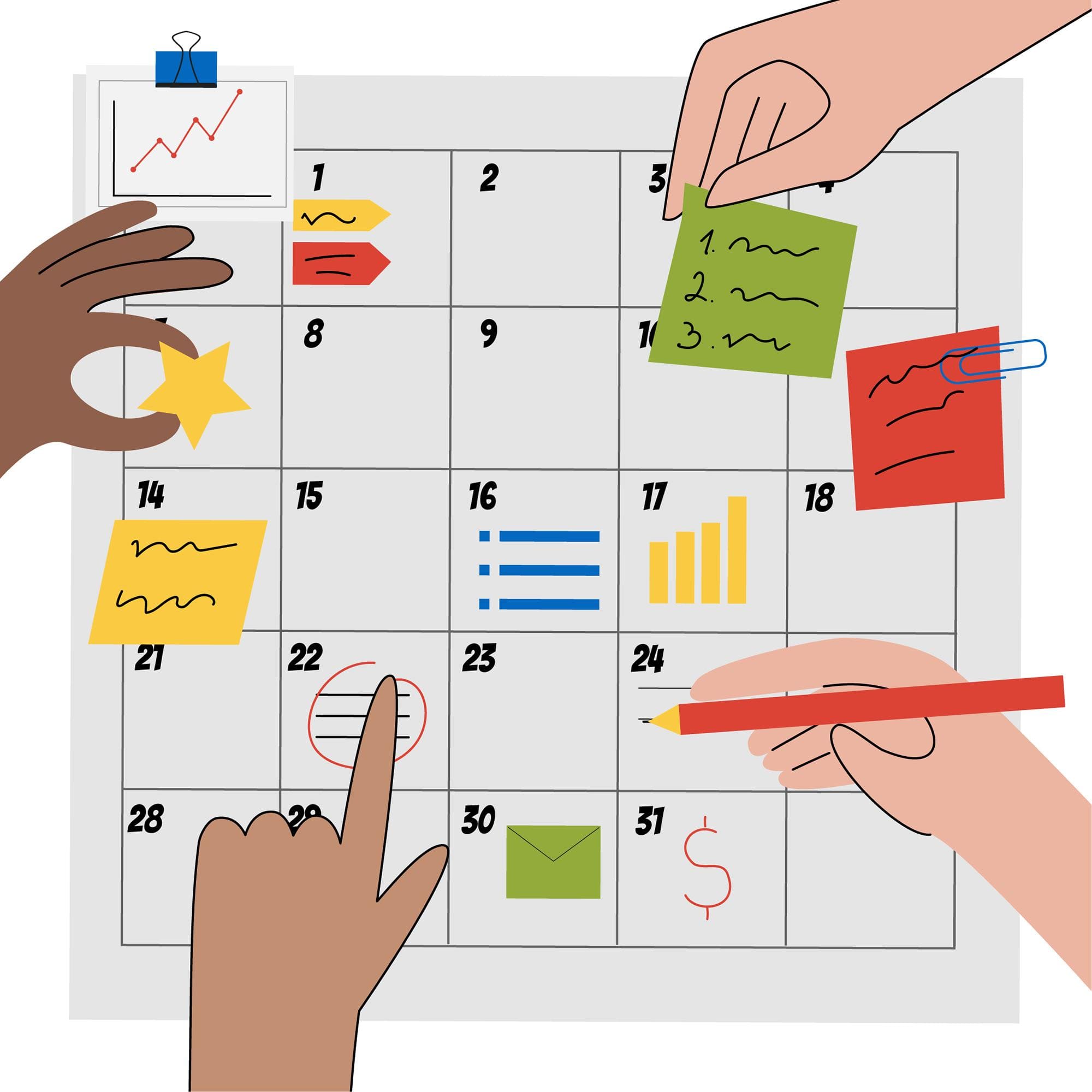 Illustration d'un planning de travail organisé sur 4 jours