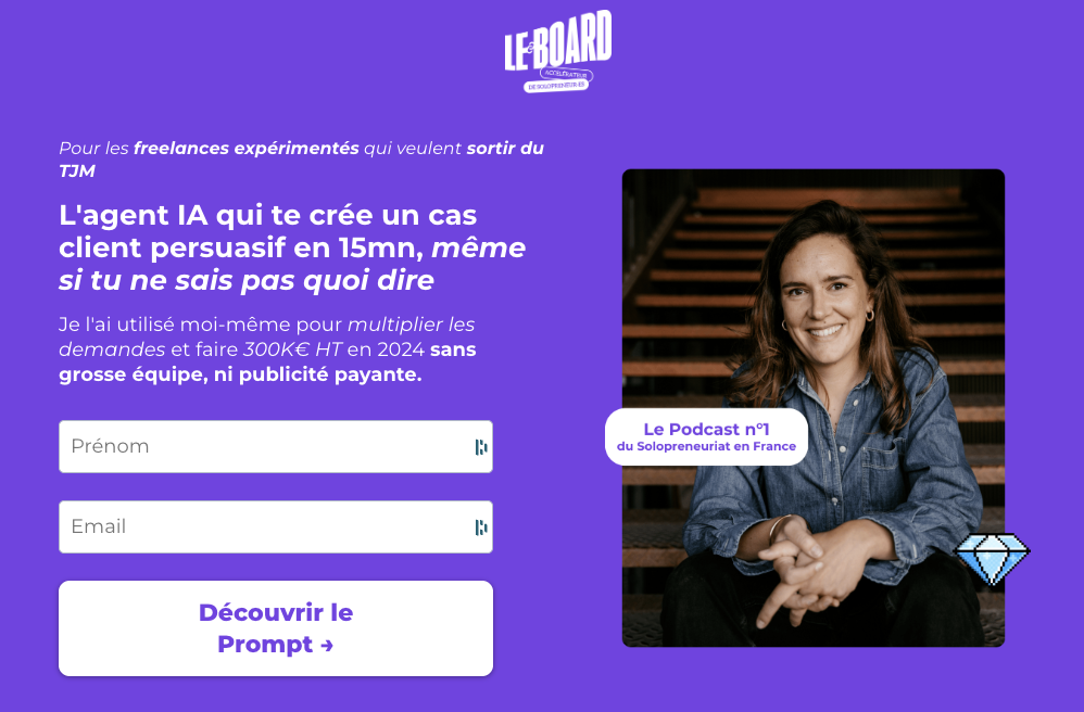 Pour ma formation Solo Squad, j'ai choisi d'offrir un des 10 modèles d'agents IA de ma formation comme lead magnet 