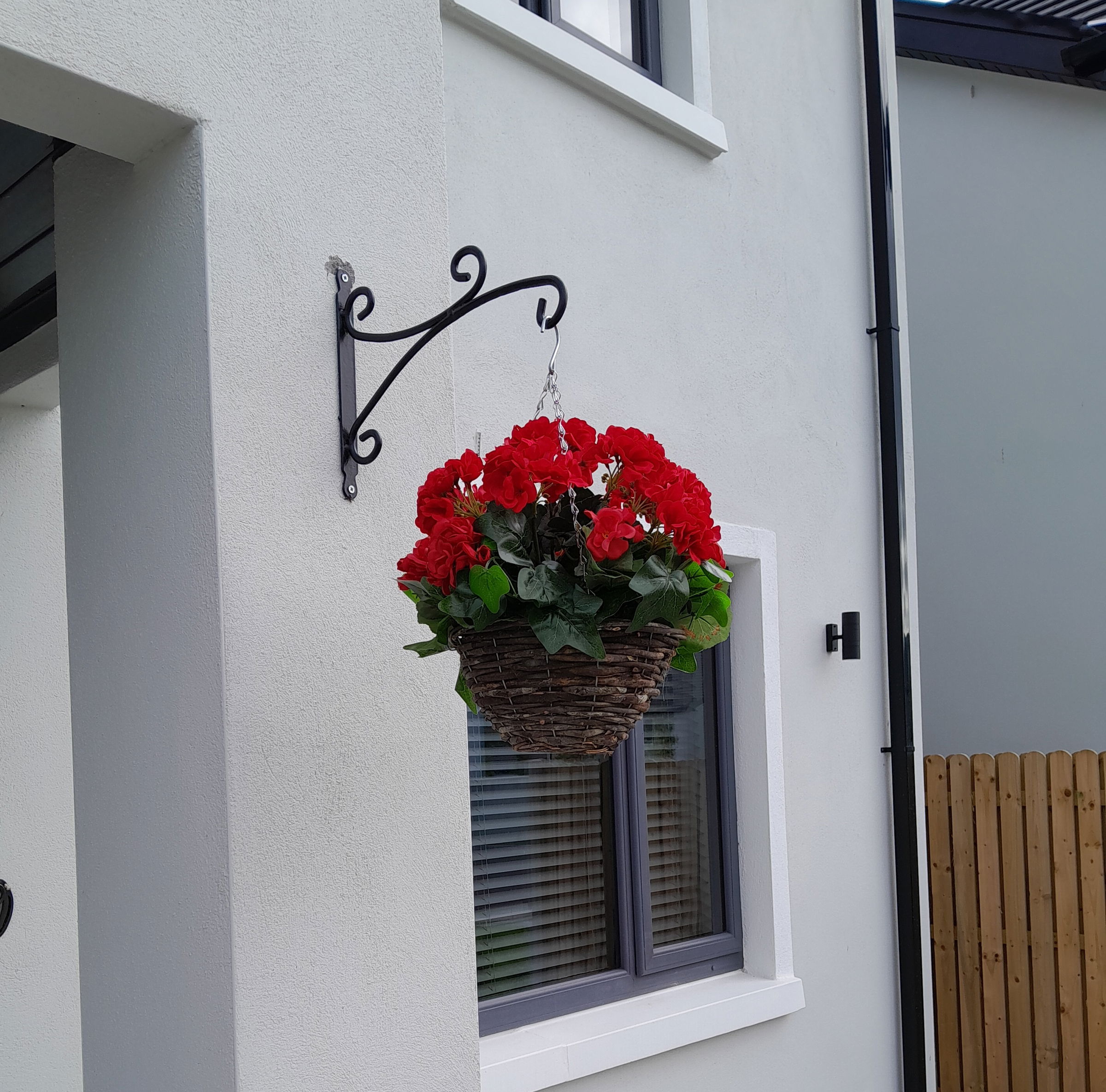Red Geranium Artificial Flower Hanging Baskets (35cm)
