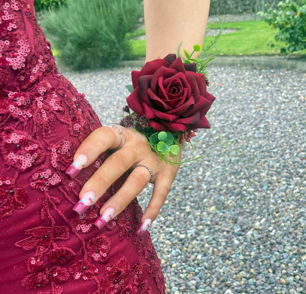 Burgundy Rose Flower Debs Corsage