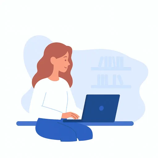 Illustration of a woman applying online for a mortgage