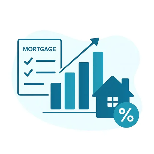 Illustration of mortgage rate comparison chart and lender icons