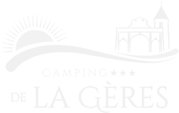 logo camping de la gere en blanc