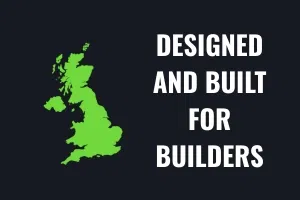 Green map of the UK representing builder-focused services