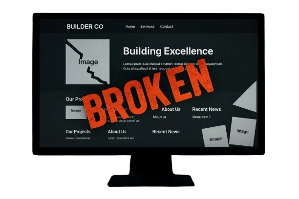 Image of a broken builder website