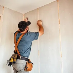 Builder at work mid job