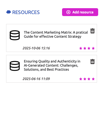 Screenshot of Pulse720 in-app Resource Library for Expertise Information