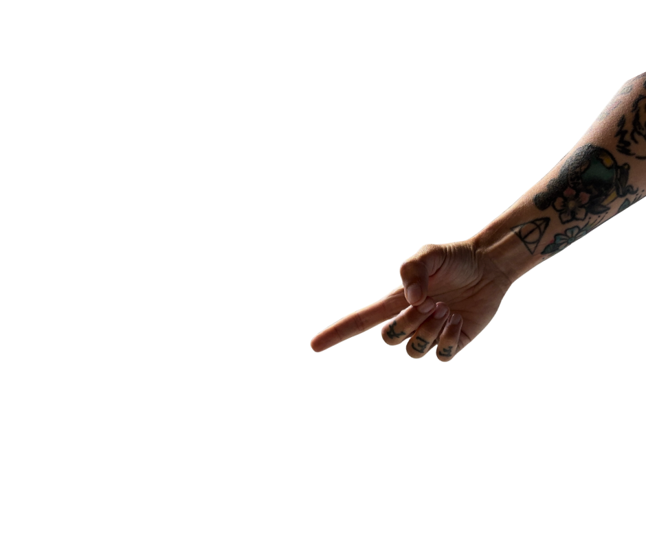 Tattoed Arm Pointing downward