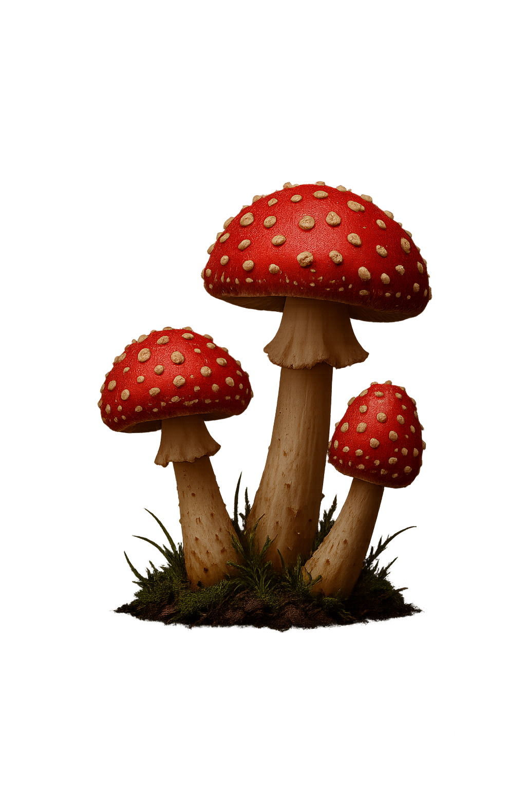 Red mushroom with white spots, softly glowing.