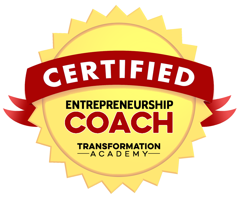 Gold Emblem of Certified Entrepreneurship Coach from the Transformation Academy
