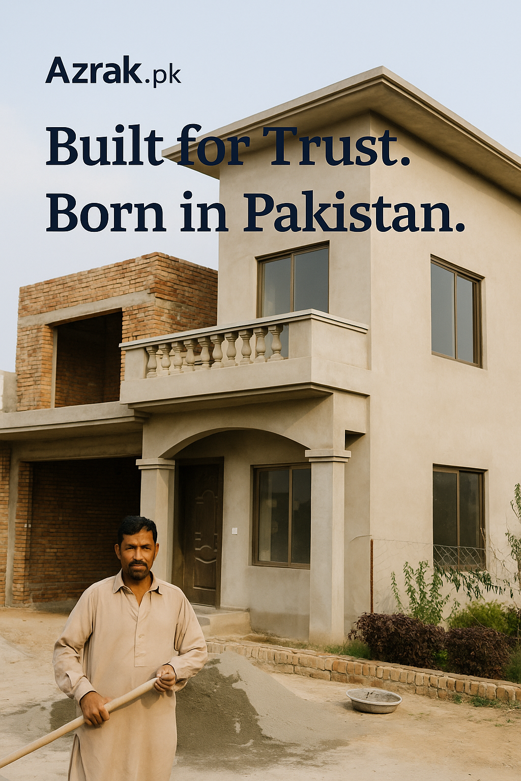 alt="Workers and supervisor on a construction site in Pakistan"