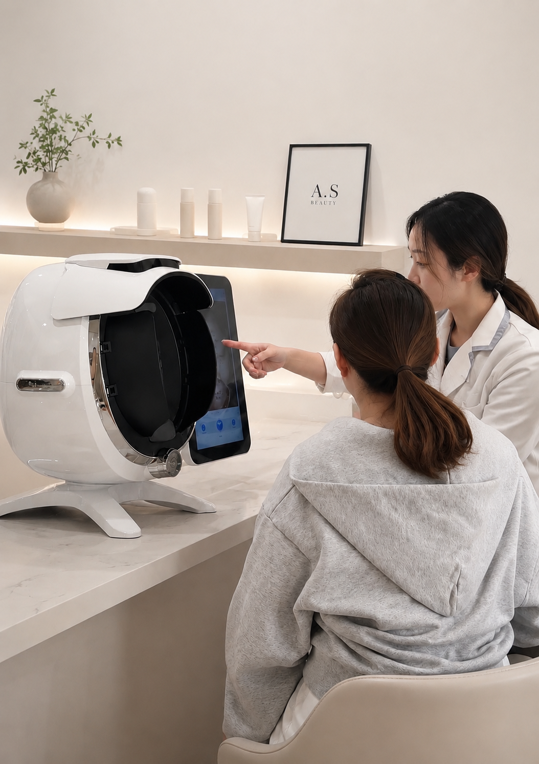 AI skin analysis consultation at A.S Beauty Melbourne