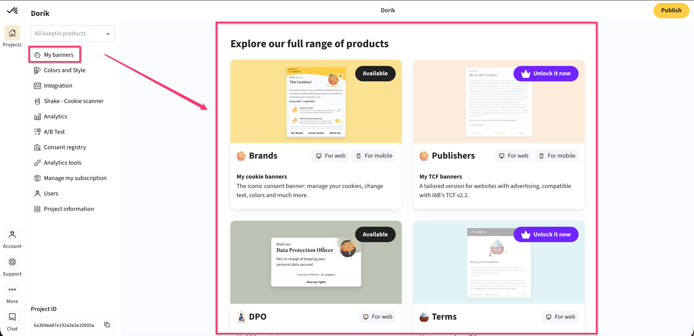 Axeptio choose banner page