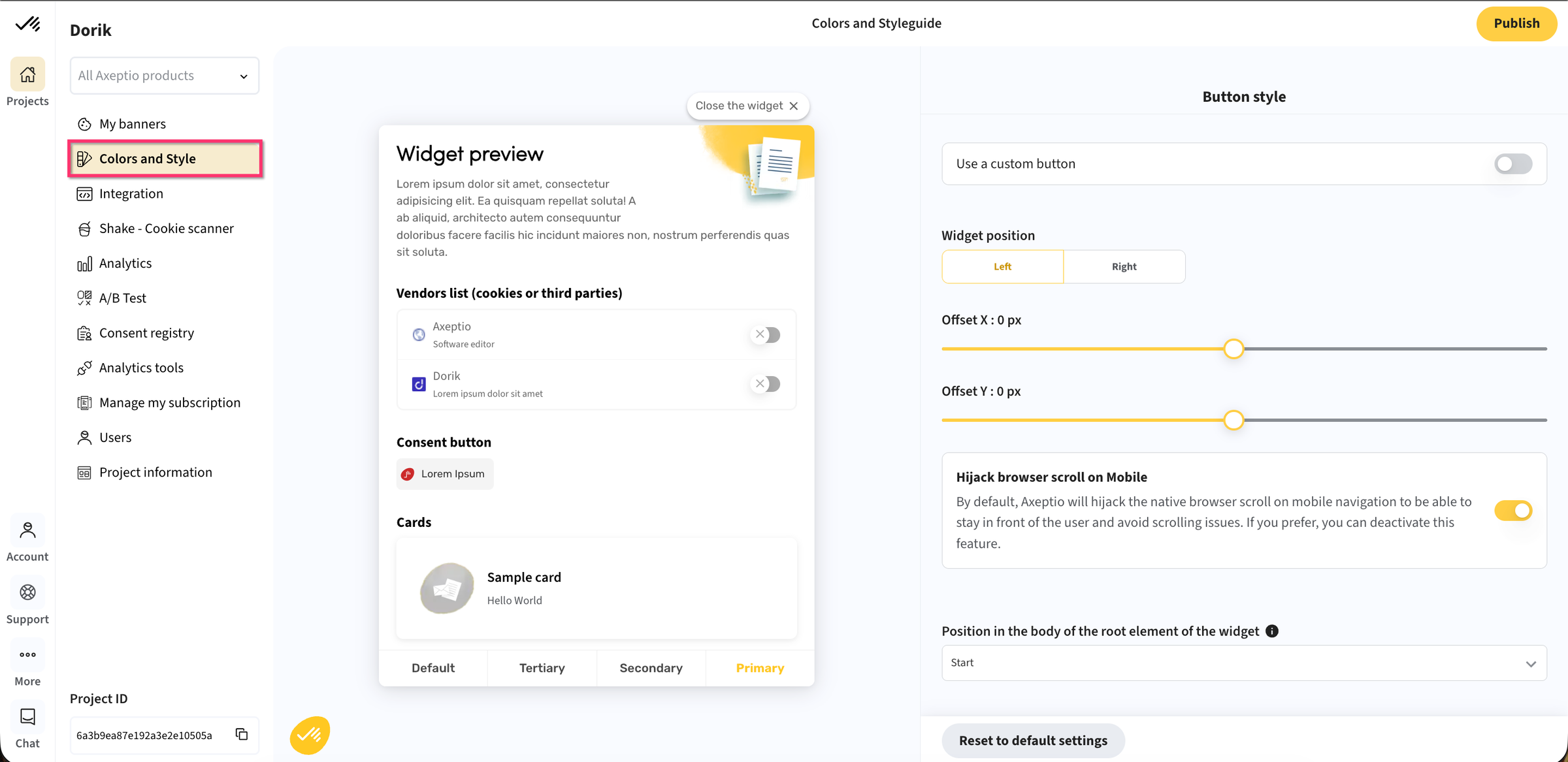 Axeptio banner configuration
