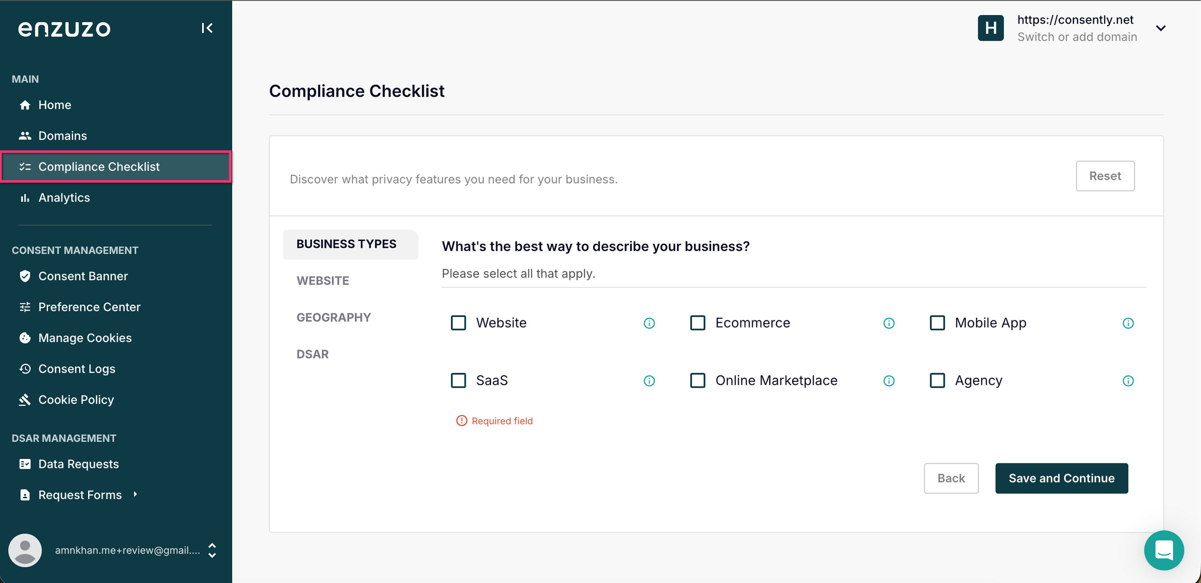 Enzuzo Compliance Checklist
