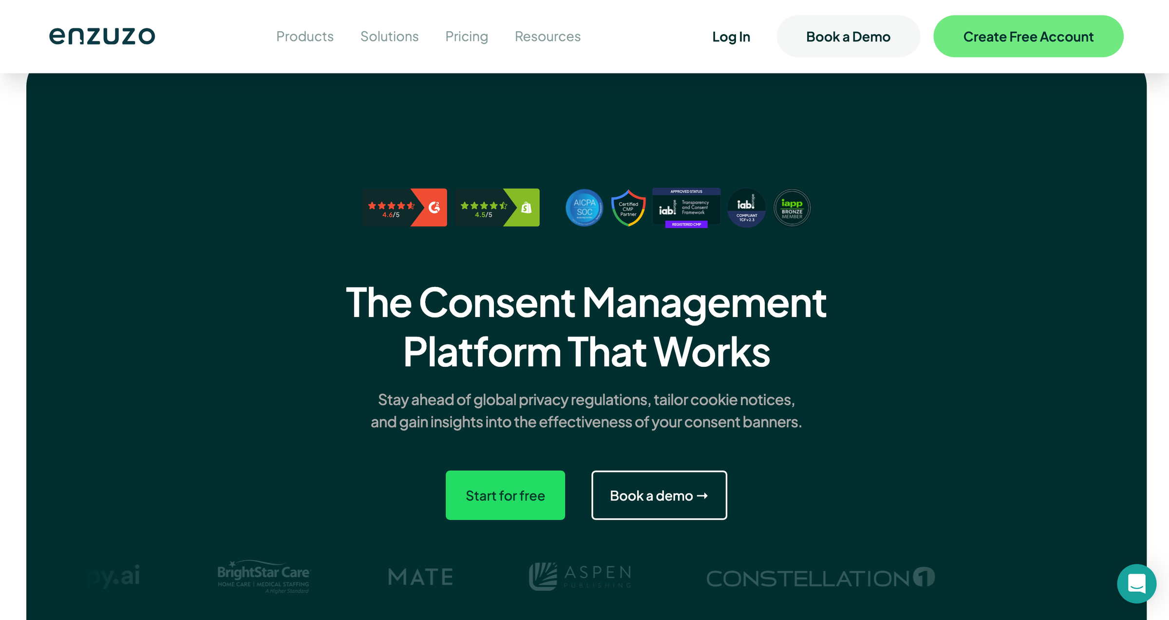 Enzuzo homepage