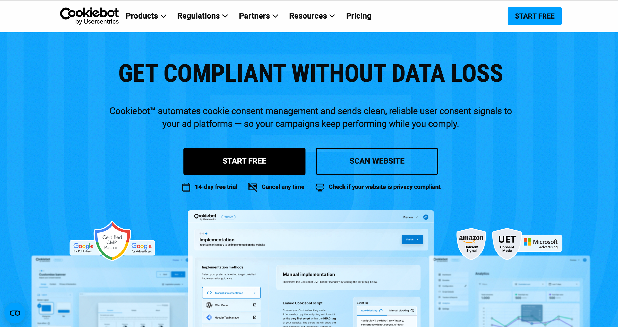 Cookiebot homepage