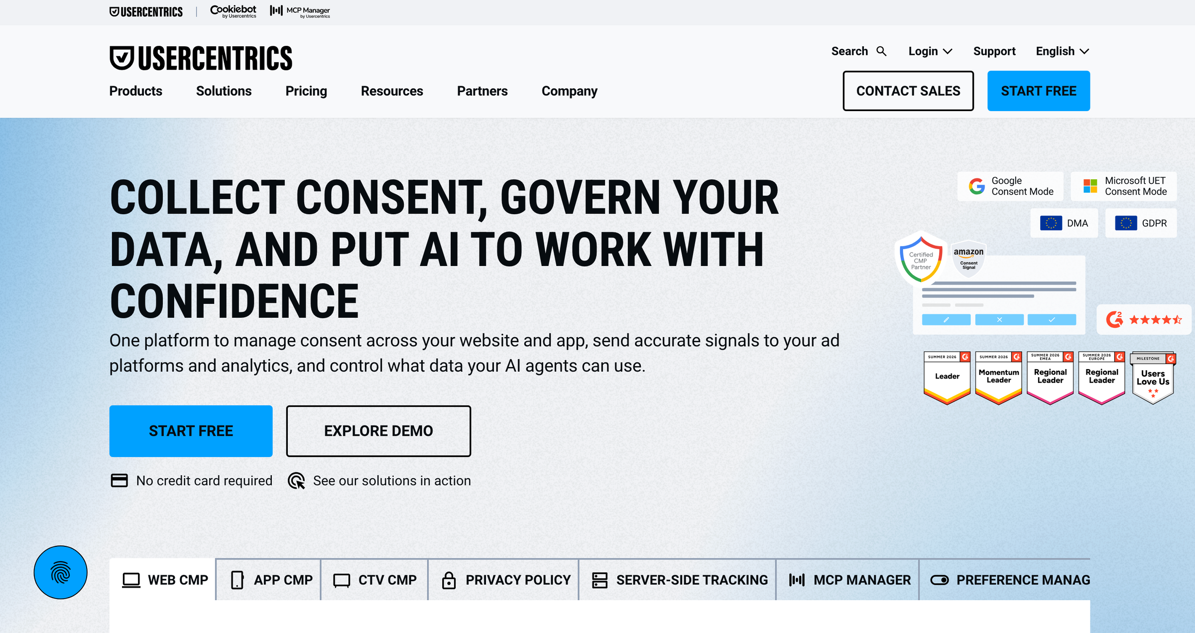 Usercentrics homepage