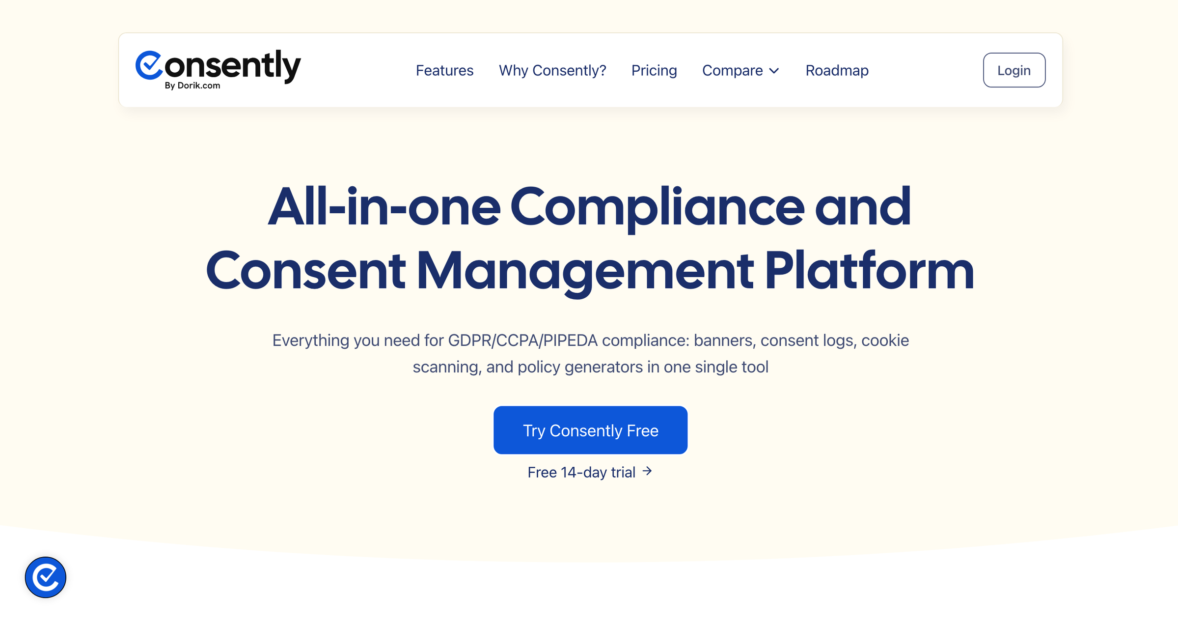 Consently homepage