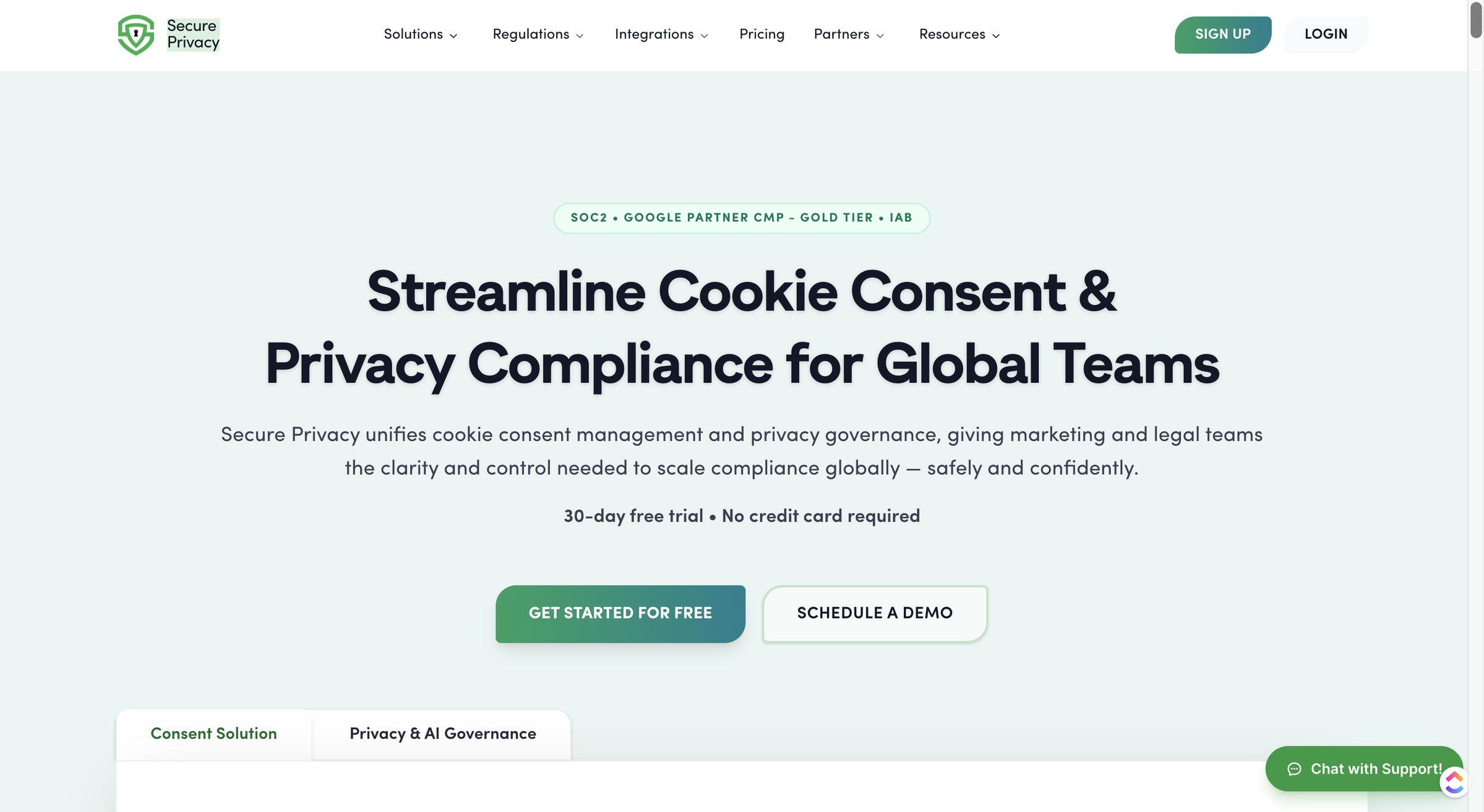 Secure Privacy website homepage